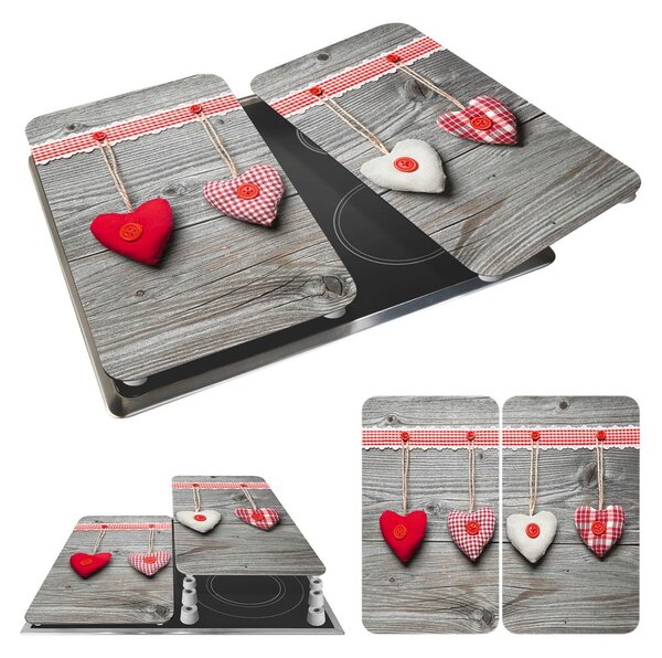 Sada 2 skleněných krytů na sporák Wenko Heart, 52 x 30 cm