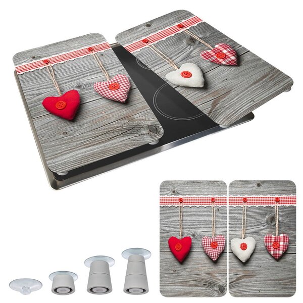 Sada 2 skleněných krytů na sporák Wenko Heart, 52 x 30 cm