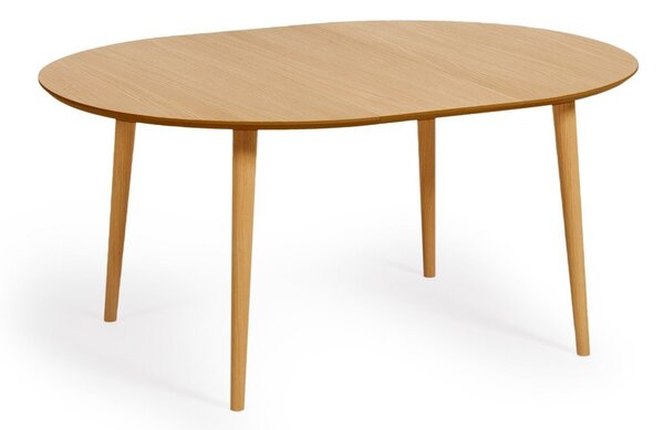 Rozkládací jídelní stůl v dekoru dubu v přírodní barvě ø 120 cm Oqui – Kave Home