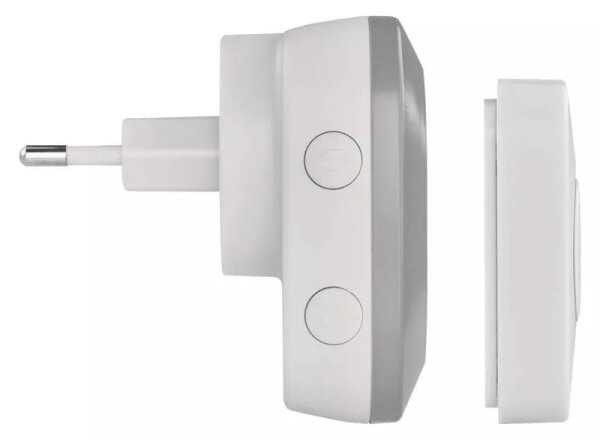 Bezdrátový zvonek do zásuvky 230V + 1xCR2032 IP44 šedá