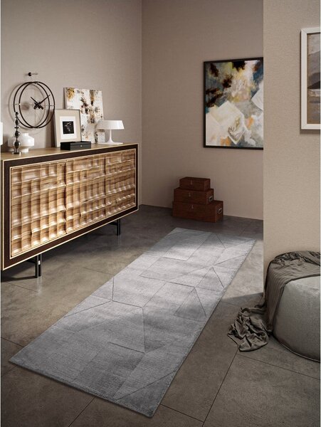 Šedý ručně tkaný vlněný běhoun 80x250 cm Ursule – Villeroy&Boch