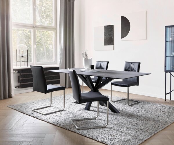 JÍDELNÍ STŮL, černá, tmavě šedá, 200/100/75 cm P & B - Jídelní stoly, Online Only