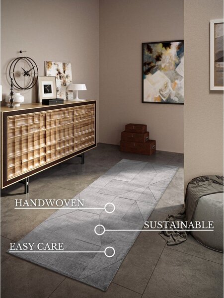 Šedý ručně tkaný vlněný běhoun 80x250 cm Ursule – Villeroy&Boch