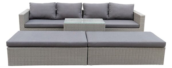 Šedý zahradní lounge set z umělého ratanu pro 4 Drammen - Bonami Selection