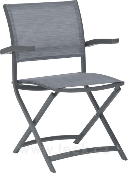 Stern Skládací jídelní křeslo Camillo, Stern, 57x58,5x89 cm, rám lakovaný hliník šedočerný (anthracite), výplet textilen žíhaný černý (carbon)