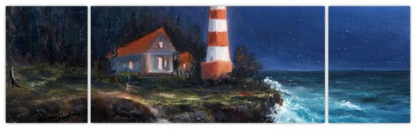 Obraz - Maják na břehu oceánu, aquarel (170x50 cm)