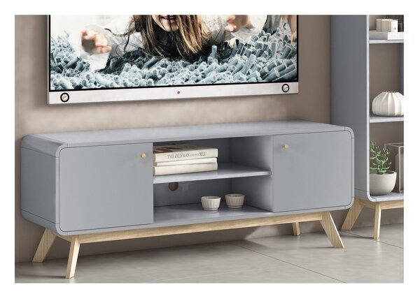 Šedý TV stolek 140x53 cm Caitlin – Støraa