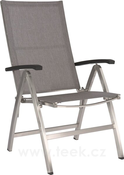 Stern Nerezové polohovací jídelní křeslo Mika, Stern, 60x62x111 cm, rám nerez, výplet šedobéžový (linen grey), Područky šedočerné (antracite)