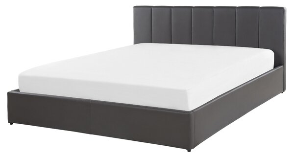Postel s úložným prostorem Umělá kůže DREUX 160 x 200 cm Tmavě šedá