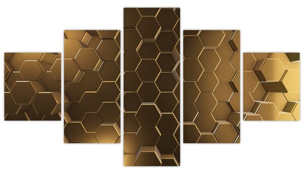 Obraz - Zlaté hexagony (125x70 cm)