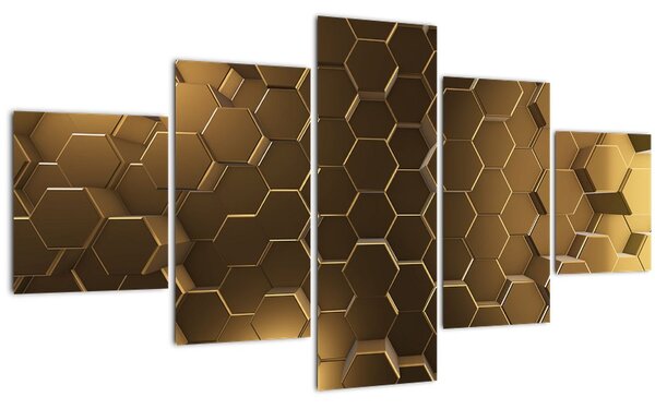 Obraz - Zlaté hexagony (125x70 cm)
