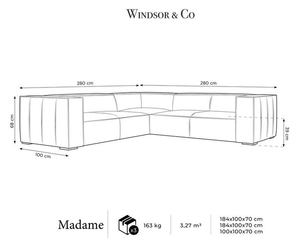 Koňakově hnědá kožená rohová pohovka (variabilní) Madame – Windsor & Co Sofas