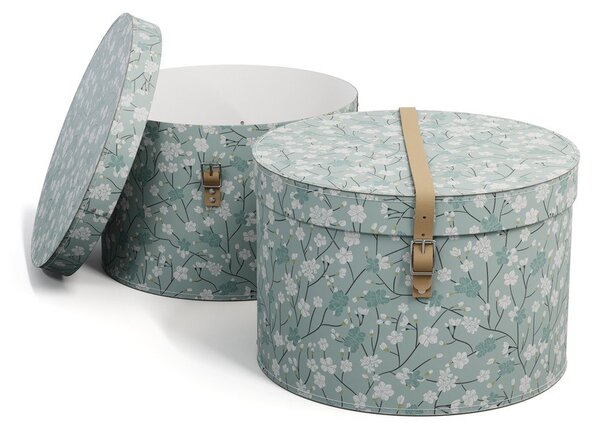 Světle zelené kartonové úložné boxy v sadě 2 ks s víkem ø 37,5x25,5 cm Rut Paper Laminate – Bigso