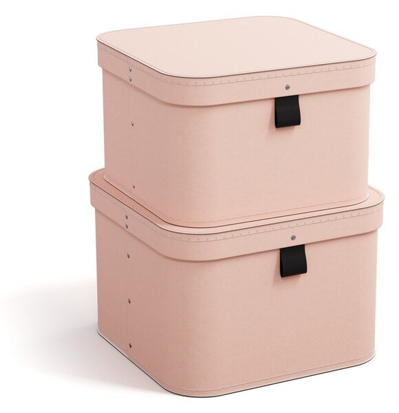 Růžové kartonové úložné boxy v sadě 2 ks s víkem 28,5x28,5x19,5 cm Ludvig Paper Laminate – Bigso
