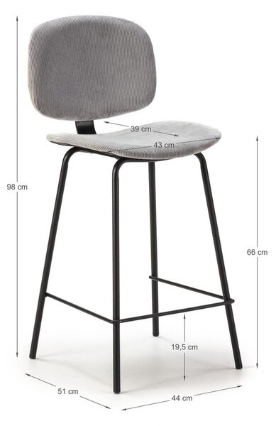 Světle šedé barové židle v sadě 2 ks (výška sedáku 66 cm) Arus – Marckeric