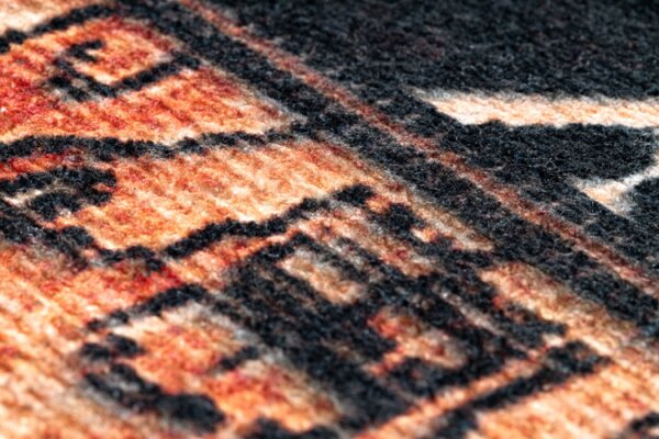 Koberec ANTIKA Ancient Chocolate patchwork černý / terakota