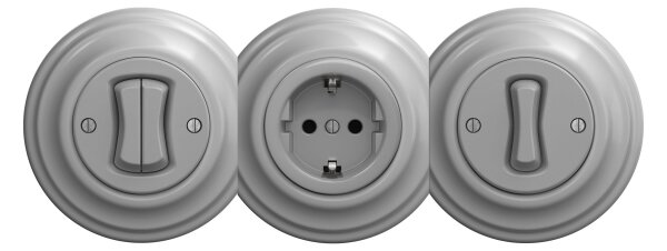 Kliklap - Retro zásuvka domovní bez rámečku SCHUKO 230V/16A šedá