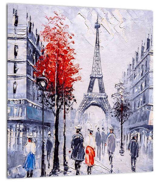Obraz uličky v Paříži, olejomalba (30x30 cm)