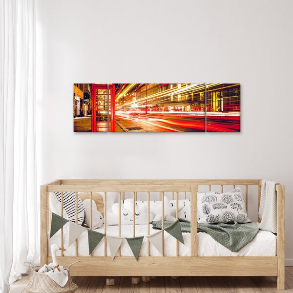 Obraz - červená telefonní budka (170x50 cm)