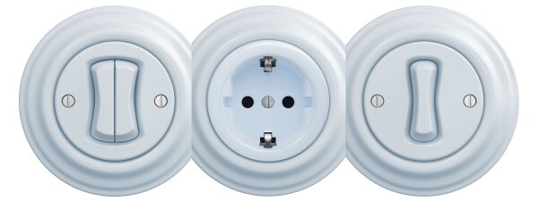 Kliklap - Retro zásuvka domovní bez rámečku SCHUKO 230V/16A modrá
