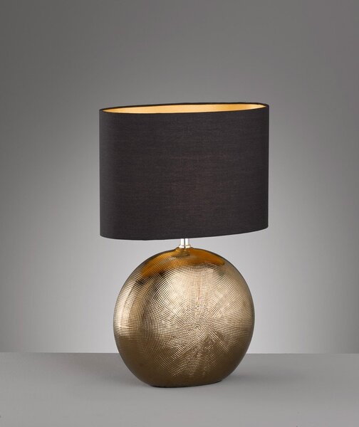 Keramická stolní lampa s textilním stínidlem v černo-bronzové barvě (výška 53 cm) Foro – Fischer & Honsel