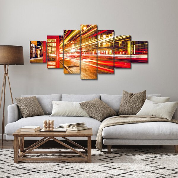 Obraz - červená telefonní budka (210x100 cm)