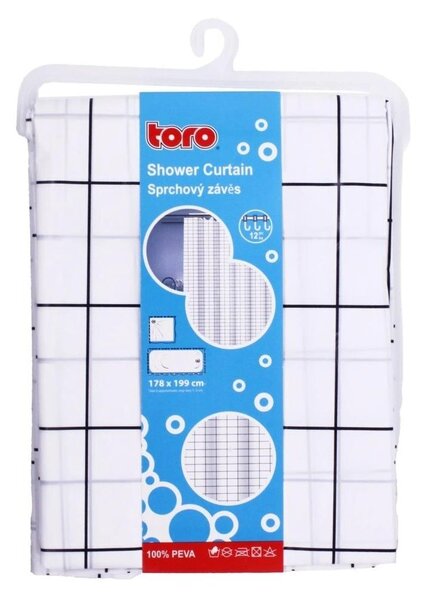 Sprchový závěs TORO EASY 178x199 cm bílá/černá