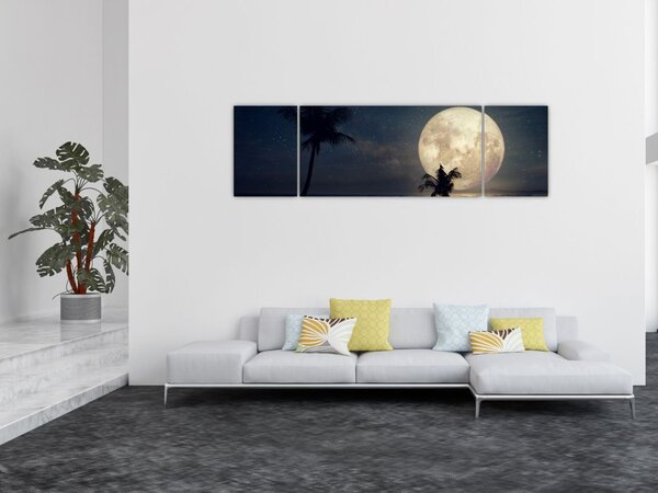 Obraz - Pláž za úplňku (170x50 cm)