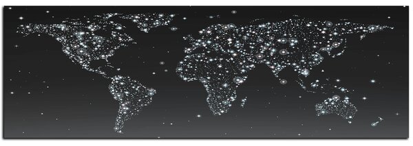 Obraz na plátně - Zářící mapa světa - panoráma 5213QA (105x35 cm)