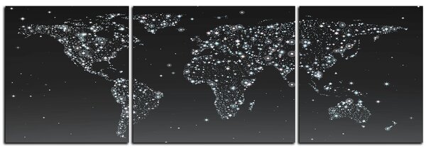 Obraz na plátně - Zářící mapa světa - panoráma 5213QC (90x30 cm)