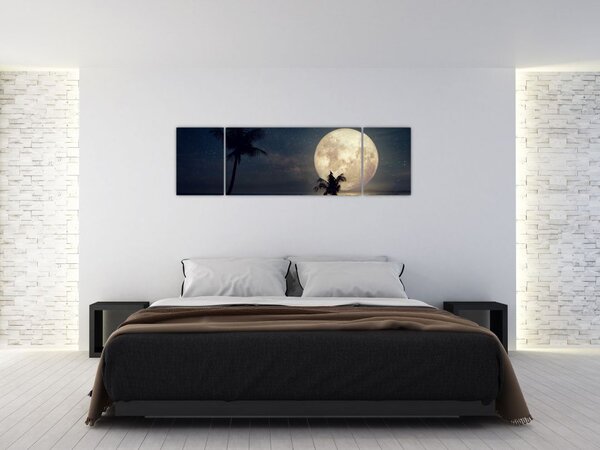 Obraz - Pláž za úplňku (170x50 cm)