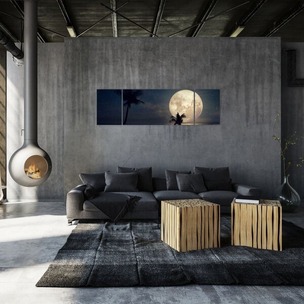 Obraz - Pláž za úplňku (170x50 cm)