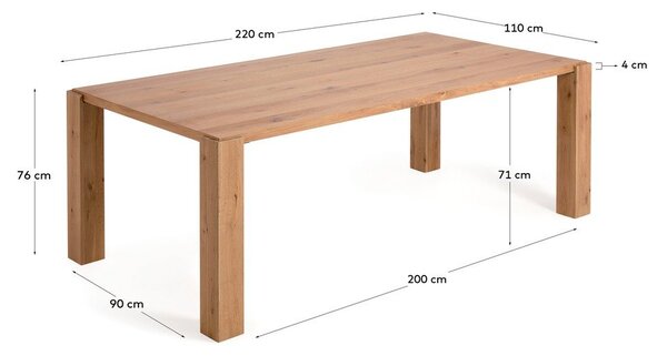 Jídelní stůl v dekoru dubu v přírodní barvě 110x220 cm Deyanira – Kave Home