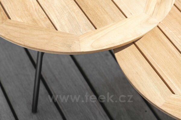 Stern Odkládací stolek Frida, Stern, kulatý 55x36 cm, rám lakovaný hliník černý (black matt), deska teak