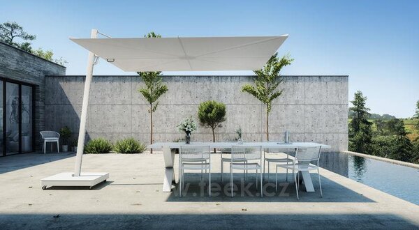 Umbrosa Boční slunečník Versa UX Architecture, Umbrosa, čtvercový 300x300 cm, rám hliník barva Papyrus white (RAL 9018), potah Colorum akryl 260 g/m2 barva Marble, bez stojanu