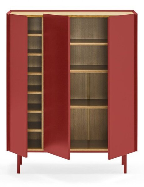 Červená vysoká komoda v dekoru dubu 95x120 cm Arista – Teulat