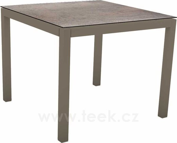 Stern Jídelní stůl Classic, Stern, čtvercový 80x80x73 cm, profil nohou čtvercový, rám hliník barva dle vzorníku, deska teak