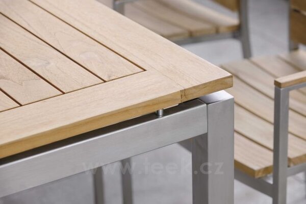 Stern Jídelní stůl Classic, Stern, čtvercový 80x80x73 cm, profil nohou čtvercový, rám nerezová ocel, deska teak