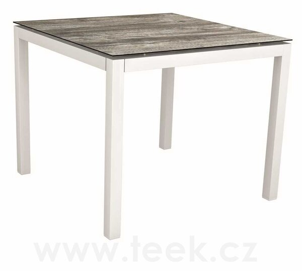 Stern Jídelní stůl Classic, Stern, čtvercový 90x90x73 cm, profil nohou čtvercový, rám hliník barva dle vzorníku, deska teak