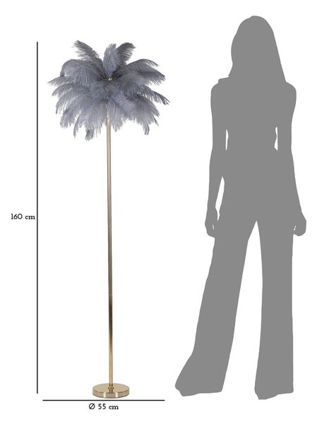 Stojací lampa v šedo-zlaté barvě (výška 160 cm) Palm – Mauro Ferretti