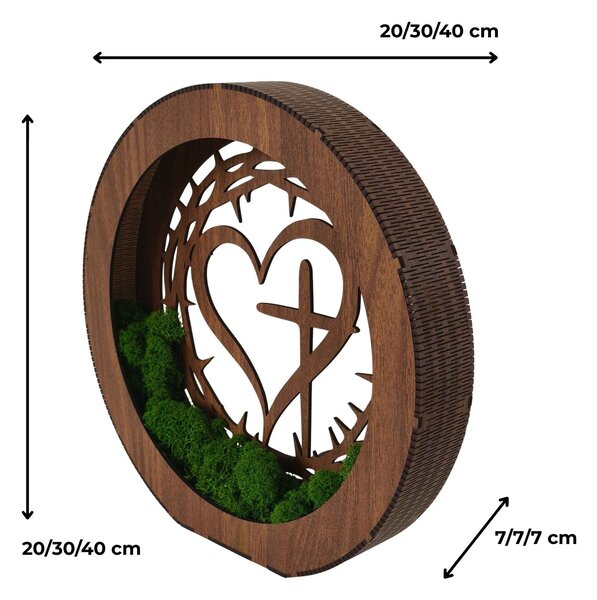 Stmívatelná LED lampa Srdce s křížem | JEZUE: HDF - Ořech 20 cm 4780-115105 LED0609