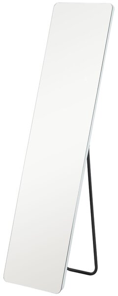 Zrcadlo na celé tělo Moonbite, rozměry 150 × 40 cm, s LED osvětlením, stojací zrcadlo s 3 barvami světla, stmívatelné dotykem, bez rámu, bezpečnostní sklo, kov, průhledné