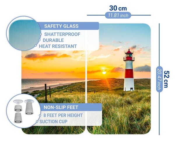 Kryty na sporák v sadě 2 ks z tvrzeného skla 52x30 cm Lighthouse - Maximex