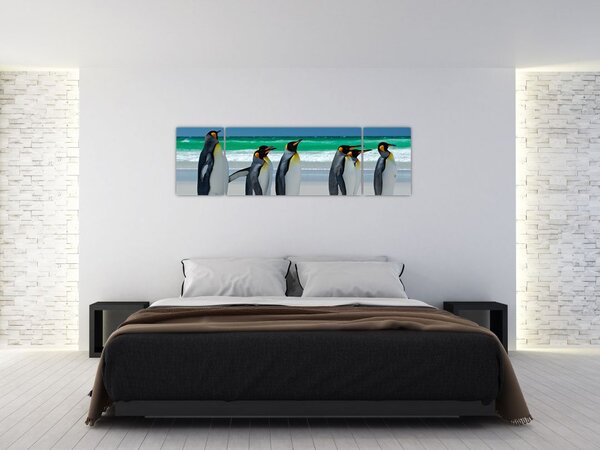 Obraz - Skupina královských Tučňáků (170x50 cm)