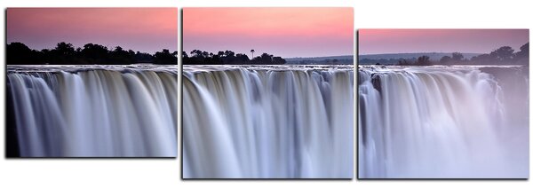 Obraz na plátně - Vodopád zbarvený západem slunce - panoráma 5227E (90x30 cm)