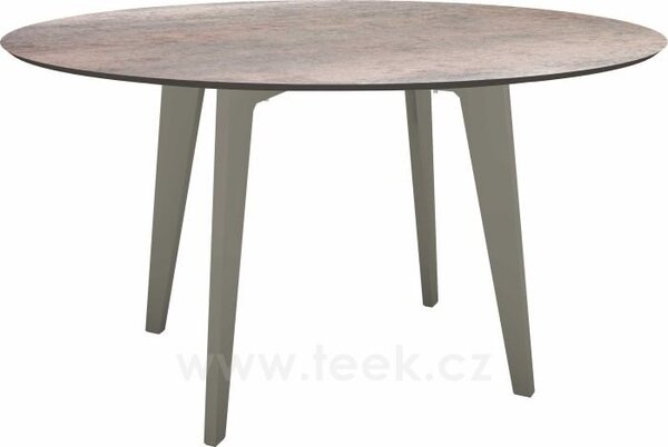 Stern Jídelní stůl, Stern, kulatý 134x75 cm, rám lakovaný hliník barva dle vzorníku, deska HPL barva dle vzorníku