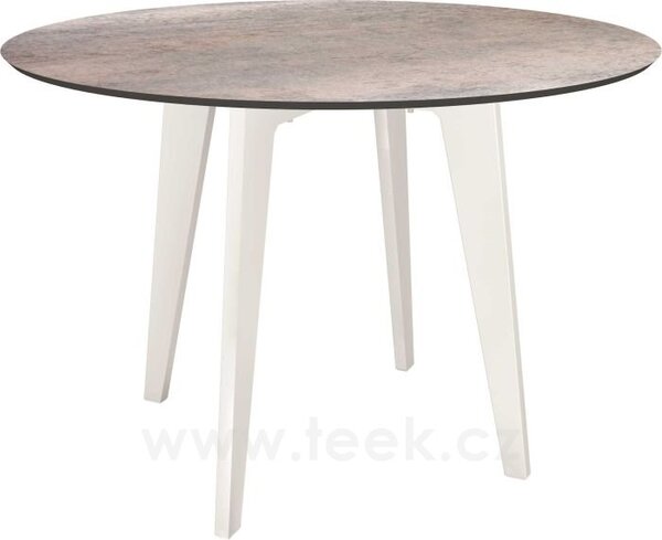 Stern Jídelní stůl, Stern, kulatý 110x75 cm, rám lakovaný hliník barva dle vzorníku, deska HPL barva dle vzorníku