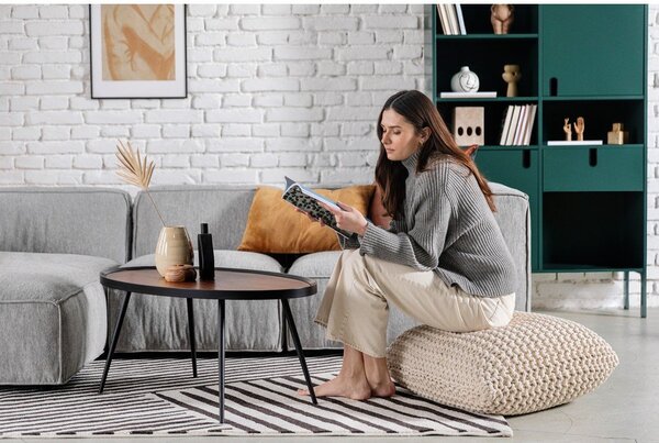 Béžový polštářový puf Bonami Essentials Knit