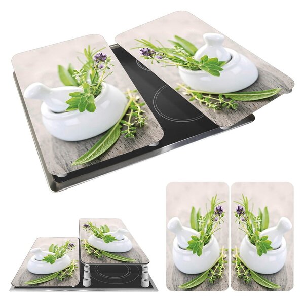 Sada 2 skleněných krytů na sporák Wenko Herbal, 52 x 30 cm