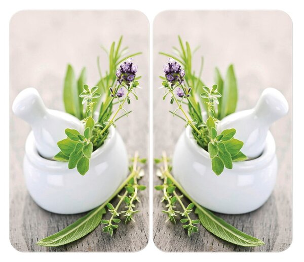 Sada 2 skleněných krytů na sporák Wenko Herbal, 52 x 30 cm